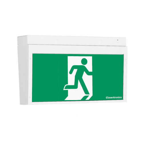 CleverEvac Dynamic Green Exit, Surface Mount, LP, Running Man, Double Sided